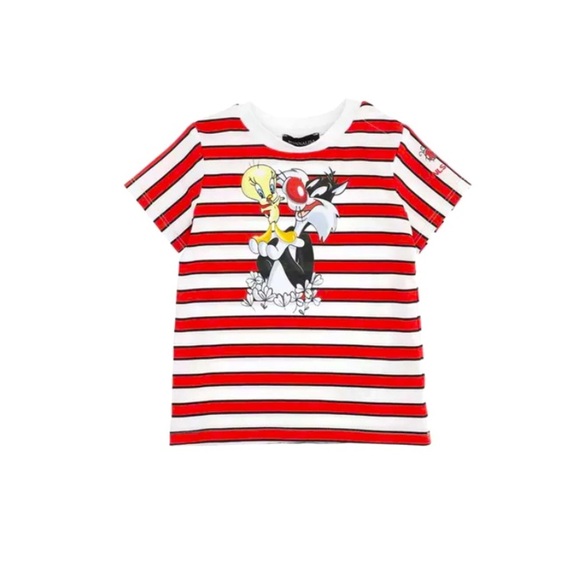 Monnalisa Striped Sylvester And Tweety T-Shirt - Picture 1 of 9
